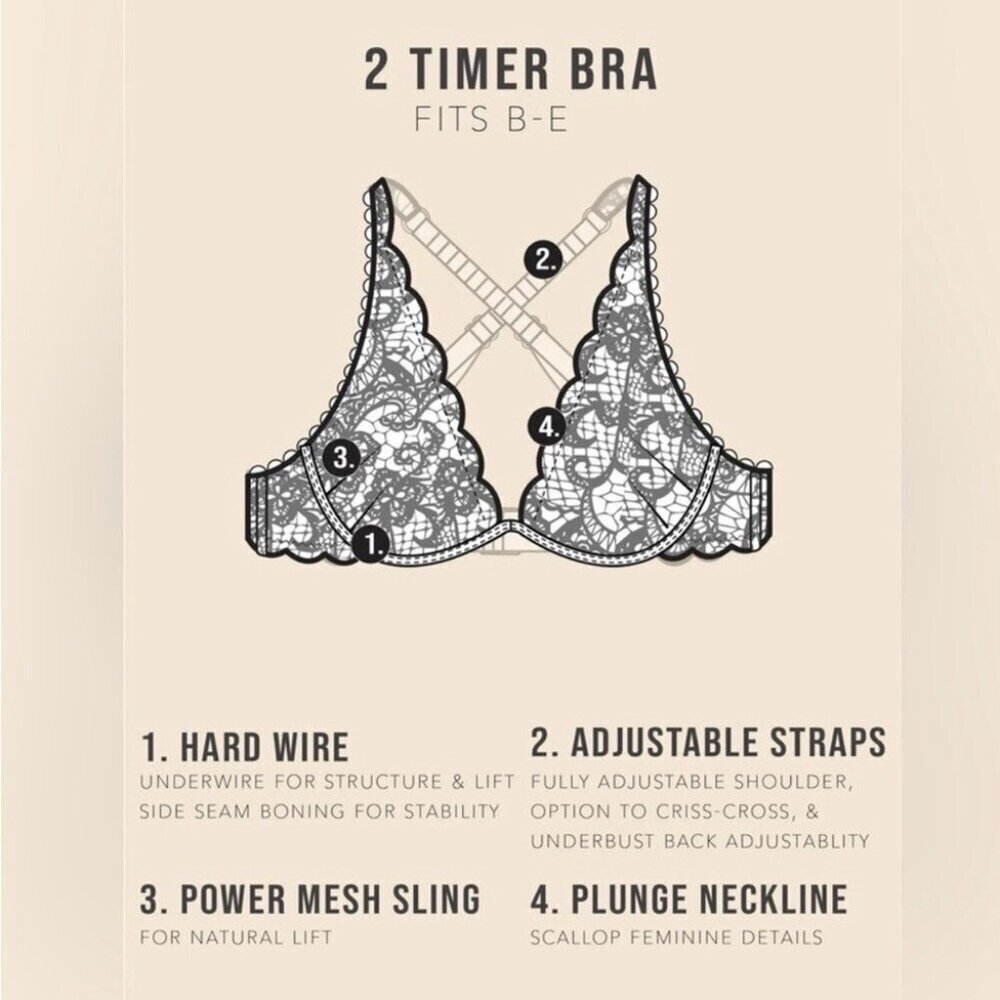 NWT $88 HAH Free People 2-Timer Bra 30-38C fits 30C 32C 34C 36C 38C Brown Sugar - Picture 3 of 16